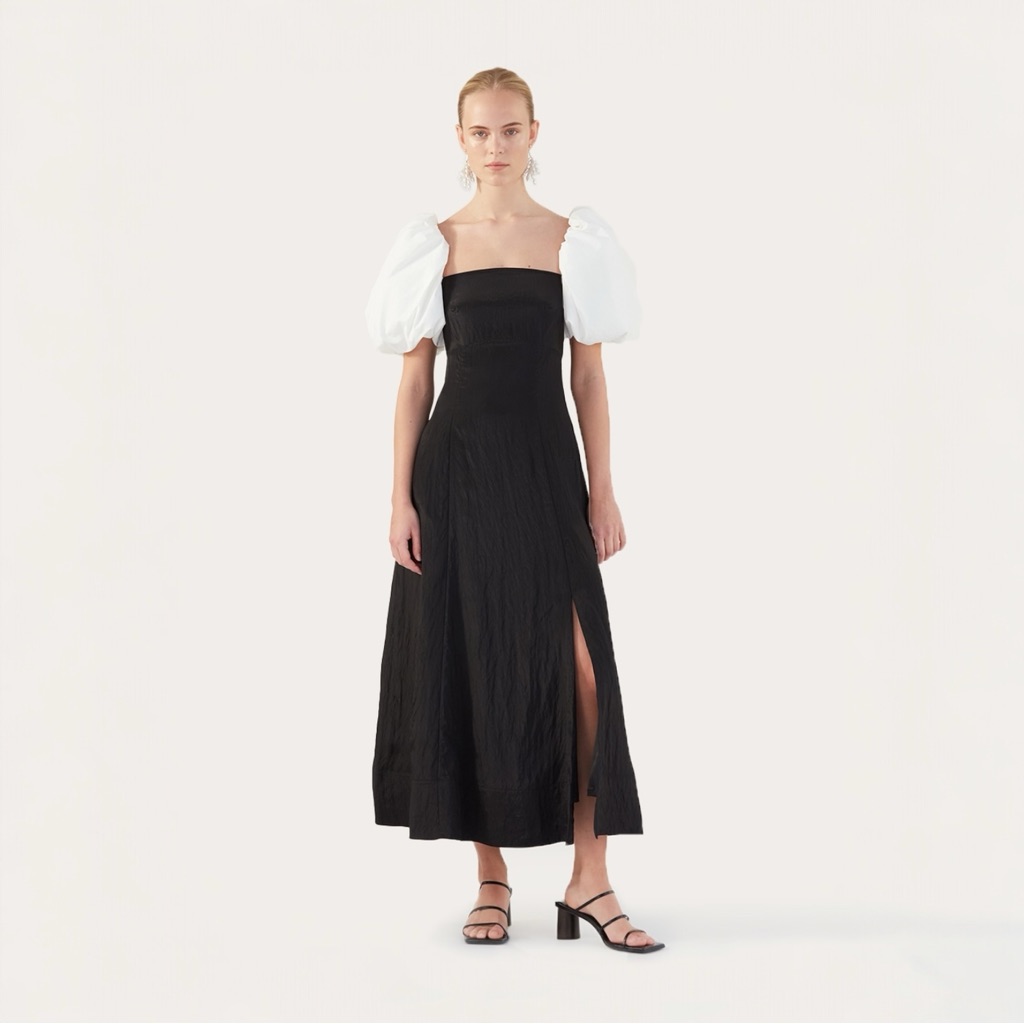 Rejina Pyo Oksana Viscose Blend Dress In Crinkle Black